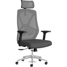 Craft Ofis Sandalyesi Baş Destekli Ergonomik Çalışma Koltuğu Kumaş (Gri)