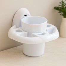 Bezos Yapışkanlı Duvara Monte Diş Fırçalık (Beyaz Plastik)