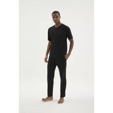 Melonika Kocabey 2209-1 Erkek Süper Battal Midi Yaka Pijama Takım