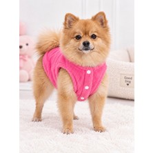 Hani Fuşya Welsoft Ayıcık Desenli Küçük Irk Köpek Montu – Yumuşak Peluş Köpek Yeleği