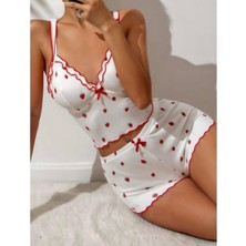 Serenda Desenli Örme Şortlu Pijama Takım