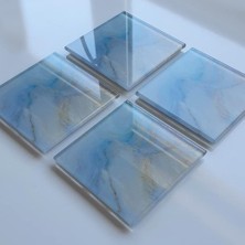 Ayrex Decorıta 4'lü Takım / Cam Bardak Altlığı / 10CM x 10CM / (Supreme Mermer)