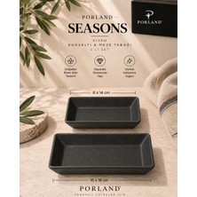 Porland Seasons Siyah Kahvaltı & Meze Tabağı 2'li Set – 8X14 cm ve 10X16 cm