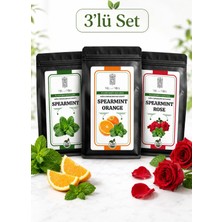 Mel and Mira 3’lü Kıvırcık Nane Çayı Seti 50G, Saf Spearmint + Portakallı Spearmint +Güllü Spearmint Bitki Çayı