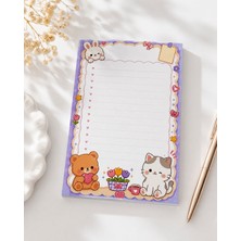 Ert Print Studio Sevimli Ayıcık, Tavşan ve Kedi Tasarımlı Çek Kopar Not Defteri – 50 Yaprak Bloknot A6 Boyut Notepad