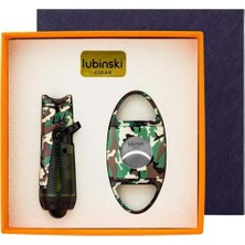 Ayrex Lubinski Yeni Seri Çakmak ve Kesici Puro Seti Camo