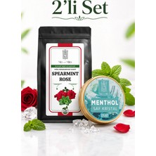Mel and Mira 2’li Set Saf Kristal Mentol 35 G + Harman Gül ve Kıvırcık Nane Çayı 50G, Sauna, Hamam, Buhar Banyosu ve Doğal Bitki Paketi