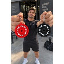 Bezzar Premium Fitness Ağırlık Plakası Anahtarlık – No Pain No Gain – Kırmızı & Siyah 2'li Set