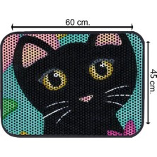 Ayrex Glipet Kedi Tuvalet Önü Elekli Paspas Bıyıklı Black 60X45 cm