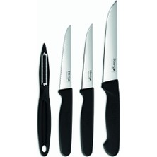 Ayrex Stevig Cut 4 Fresh Sebze Soyacak ve Bıçak Seti 4 Parça Siyah ST-401