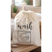 Ayrex Stonehill, Sade Tasarım Wash Desenli Ham Bez Kumaş Çok Amaçlı Kirli Çamaşır Torbası 4