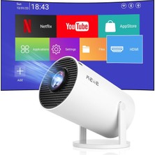 Ayrex Mini Projektör Mini Taşınabilir Projektör, 4K 1080P Full Hd Destekli, Otomatik Tuş Taşı