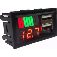 Ayrex IC278C, Dijital Voltmetre, USB Çıkışlı Akü Göstergeli, Dc 12VOLT Aküler Için