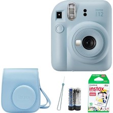 Ayrex Instax Fujifilm Mini 12 Fotoğraf Makinesi+Askı+Pil +10'lu Film+Çanta (Mavi)