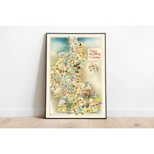 Ayrex Pegziz PGZZNM2313 Batı Almanya Haritası Sanatsal Duvar Dekorasyon Poster 60X90CM