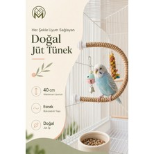 Mivra Pets 40 cm Esnek Doğal Jüt Kuş Tüneği – Bükülebilir Kafes Tüneği