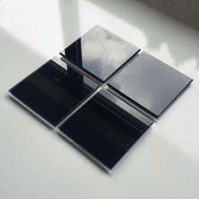 Ayrex Decorıta 4'lü Takım / Cam Bardak Altlığı / 10CM x 10CM / (Düz Renk Siyah)