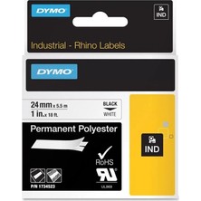 Ayrex Dymo Rhinopro 1734523 Beyaz/siyah Sabit Polyester Şerit 24 mm x 5,5 mt