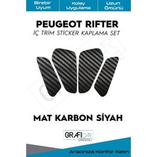 Ayrex Graficar Design Peugeot Rifter ile Uyumlu Iç Trim Kaplama Sticker Set, Mat Karbon Siyah