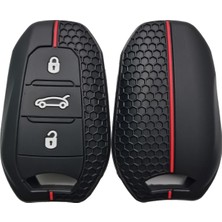 Ayrex Peugeot 2008 ile Uyumlu Silikon Anahtar Kabı Kırmızı Anahtar Kılıfı