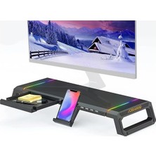 Ayrex Masaüstü Stand Yükseltici Katlanabilir Rgb Çekmeceli Monitör Standı