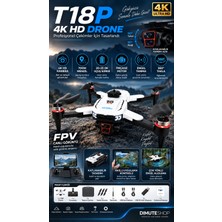Dimute Shop T18P 4K Hd Drone Fpv Kamera Fırçasız Motor 700M Menzil Engel Tanıma Katlanabilir