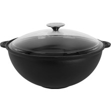 Ayrex Lava Döküm Yuvarlak Kazan Cam Kapaklı Tencere, Çap 30 Cm, Lv Y Kz 30 K3