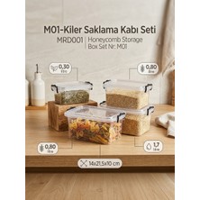 Ness Global Mienca 3’lü Şeffaf Kilitli Kiler Saklama Kabı Seti - Sızdırmaz Erzak & Bakliyat Kutusu