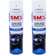 Ayrex Smx Okyanus Silikonlu Torpido Parlatıcı Sprey, 220ML x 2 Adet, Araç Iç Plastik Aksam Koru