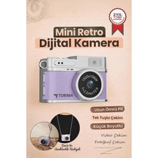 Ayrex Mini Dijital Kamera Selfie Video Vlog Kamerası Mini Anahtarlık 1080P CMR35 Mor