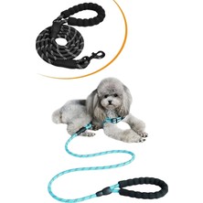 Ayrex Buffer Reflektörlü Fosforlu Köpek Gezdirme Halatı Tasma Kayışı Metal Kancalı 130 cm