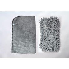 Ayrex Spark 2'li Set Mikrofiber Büyük Boy Peluş Oto Kurulama Bezi ve Yıkama & Temizlik Süngeri