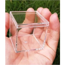 Ayrex Tinky Winky Mika Kutu Şeffaf 5X5CM Kare Düğün Nişan Kına Hediyelik Mika Kutu 10'lu Şeff