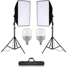 Ayrex Ikili Softbox Set 50X70 cm Ürün Çekimi Moda Reklam Cast Için Güçlü 50 Wat LED Ampullü