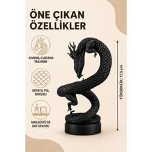Eb Studio Siyah Kıvrımlı Ejderha Figürü 17,5 cm Detaylı Masaüstü Biblo ve Raf Dekoru