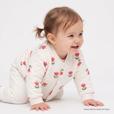 Hellobaby Kız Bebek Kapitone Hırka Çiçek Baskılı Çıtçıtlı Bisiklet Yaka Long Sleeve