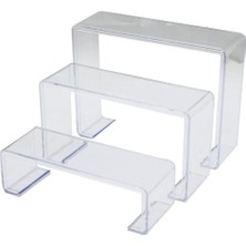Marsilyan™- Poşetli 3 Boy Merdiven Teşhir Ayak Yükseklik: 6-11.5-16.5cm Derinlik: 6.5cm En: 19.5-20.5-21.5cm BX40