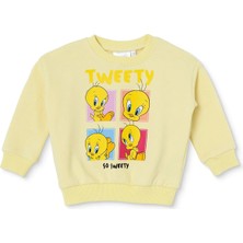 Looney Tunes Kız Bebek Lisans Sweatshirt Lisans Baskılı Bisiklet Yaka Long Sleeve