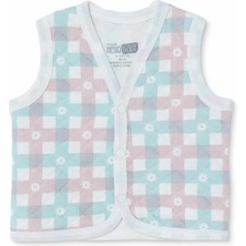 Hellobaby Kız Bebek Kapitone Yelek Ekose Baskılı Çıtçıtlı V Yaka Sleeveless