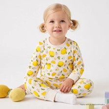 Hellobaby Kız Bebek Pijama Takımı Meyve Baskılı Çıtçıtlı Bisiklet Yaka Long Sleeve Ribanalı