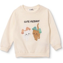 Hellobaby Kız Bebek Sweatshirt Hayvan Baskılı Bisiklet Yaka Long Sleeve