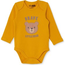 Hellobaby Erkek Bebek Body Ayı Baskılı Çıtçıtlı Zarf Yaka Uzun Kol