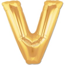 Marsilyan™- V Harf Folyo Balon Altın Renk  40 Inç BX40