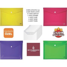 Renkli-Şeffaf A4 Çıtçıtlı Dosya 16 Adet