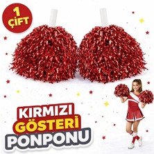 Marsilyan™- 1 Çift ( 2 Adet ) Kırmızı Renk 23 Nisan 19 Mayıs 29 Ekim Okul Gösteri Ponponları Ekstra Dolgun BX40