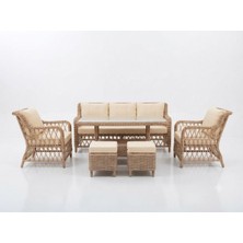 3+1+1 Baklava Model Rattan Bahçe ve Balkon Takımı (Kahve)