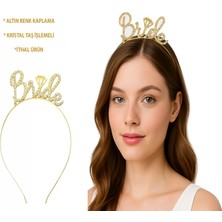 Marsilyan™- Altın Renkli Taşlı “bride” Gelin Tacı – El Yazısı Yazı Tipiyle BX40