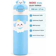 Noki Kids T-0150-130 Çift Ağızlıklı Paslanmaz Çelik Termos Matara 500 ml Mavi