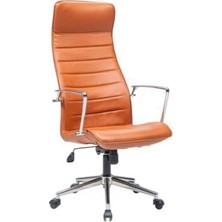 Atom Ofis Relax Taba Deri Yönetici Makam Koltuğu, Ergonomik Yüksek Sırtlı, Bel Destekli, Alümi