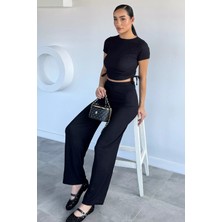 Gülseli Kadın Yan Büzgü Detaylı Bluz Bel Lastikli Pantolon Ikili Takım P-00022478